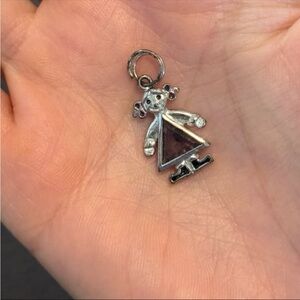 925 Sterling Silver Charm By Jezlaine Little Girl Pigtails Purple Stone